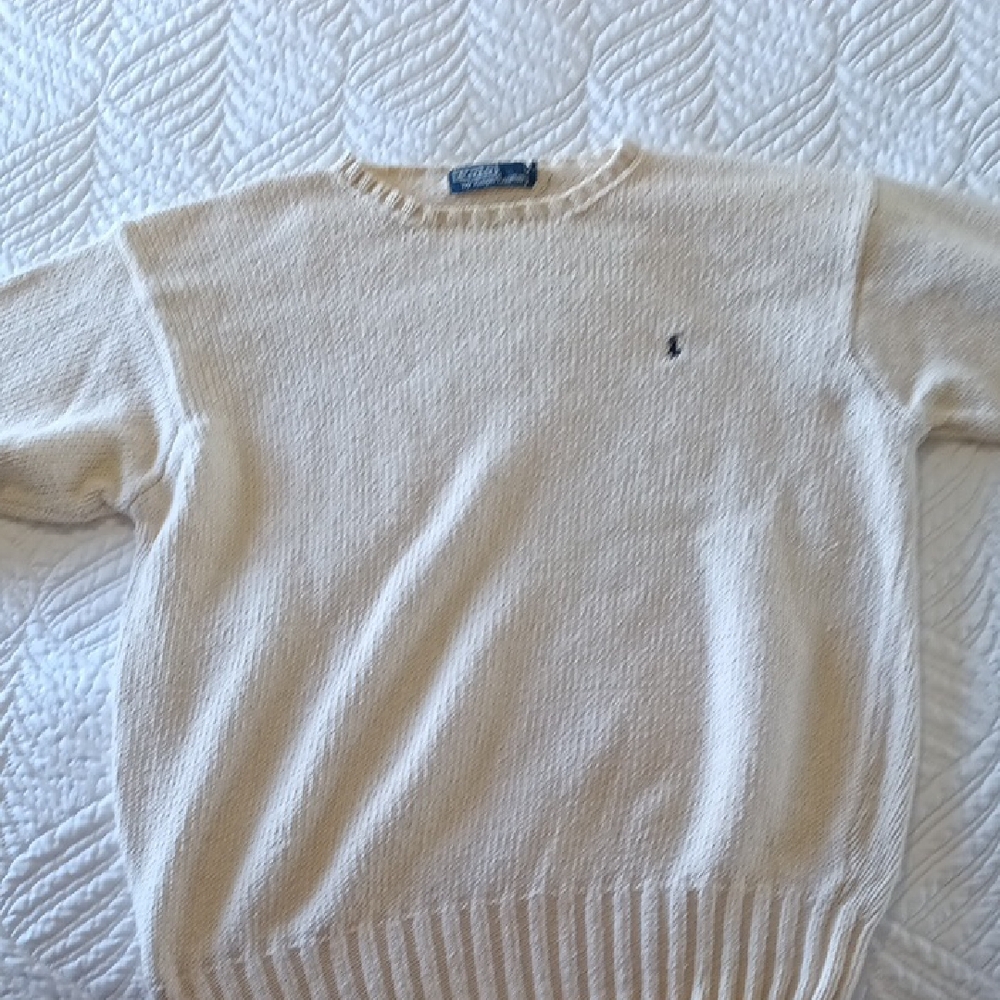 Ralph Lauren Beige Knit Sweater with Black Logo